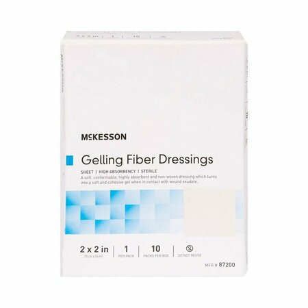 MCKESSON Absorbent Gelling Fiber Dressing, 2 x 2 Inch, 87200, 10PK 1138625_BX
